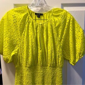 J. Crew Yellow Eyelet Midi Dress size Small